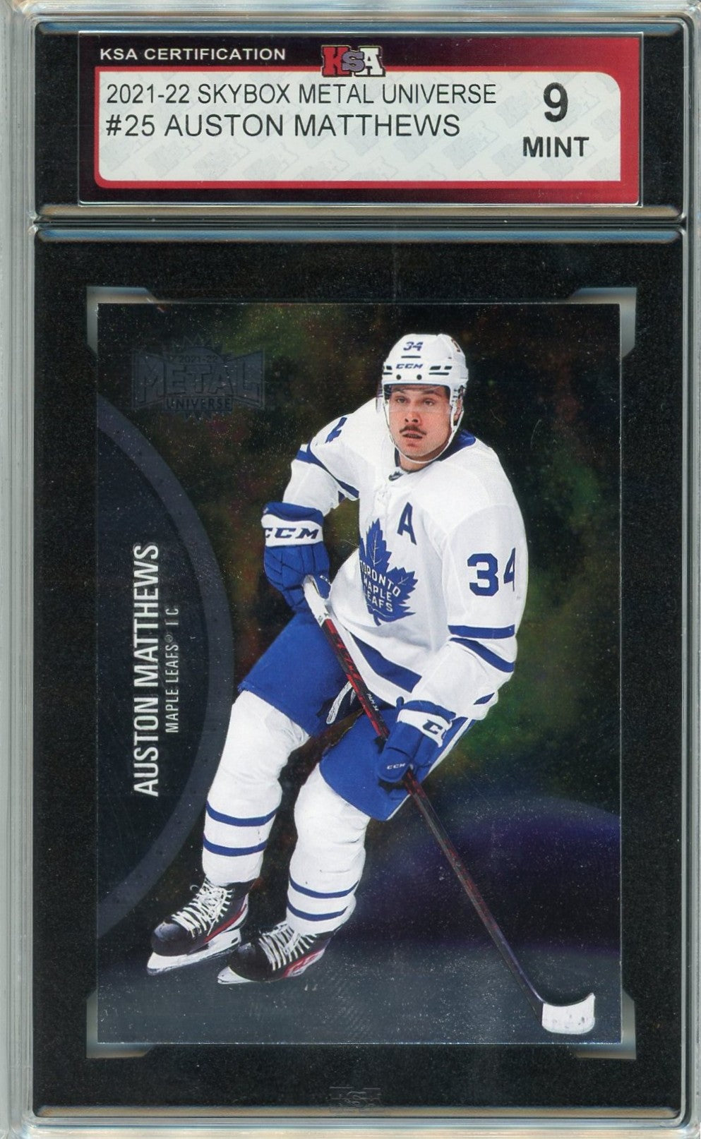 2021/22 Skybox Metal Universe Auston Matthews Graded Card #25 KSA 9