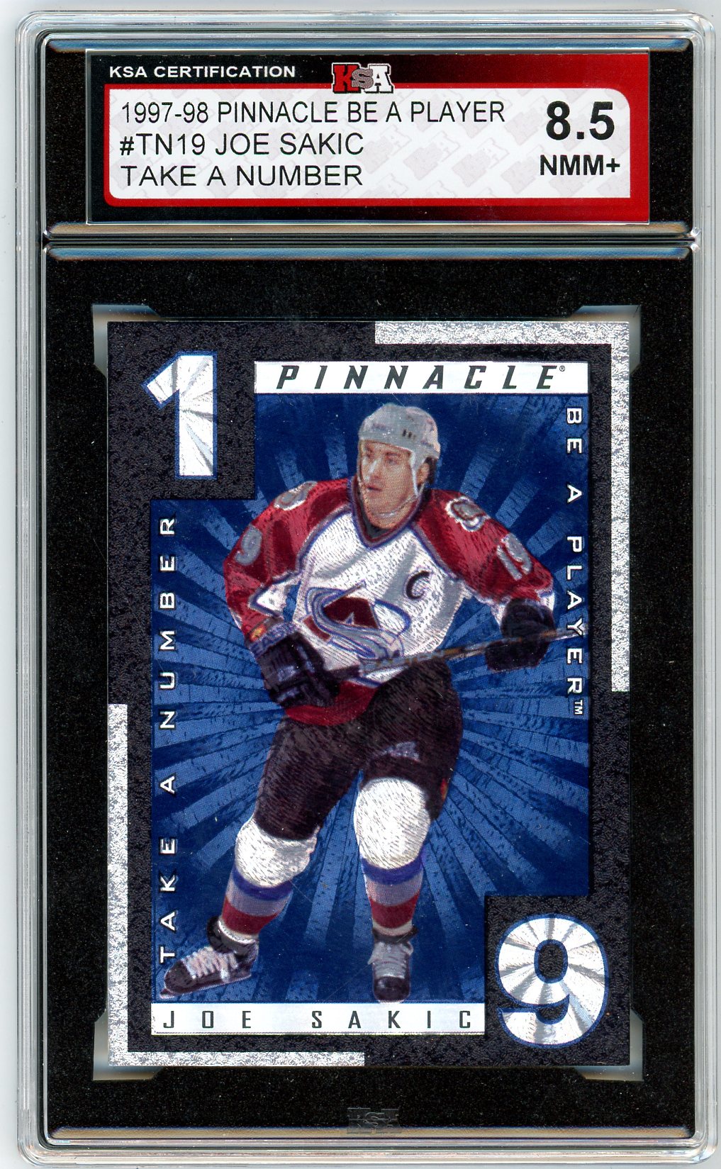 1997/98 Pinnacle Be a Player Joe Sakic Graded Card #TN19 KSA 8.5