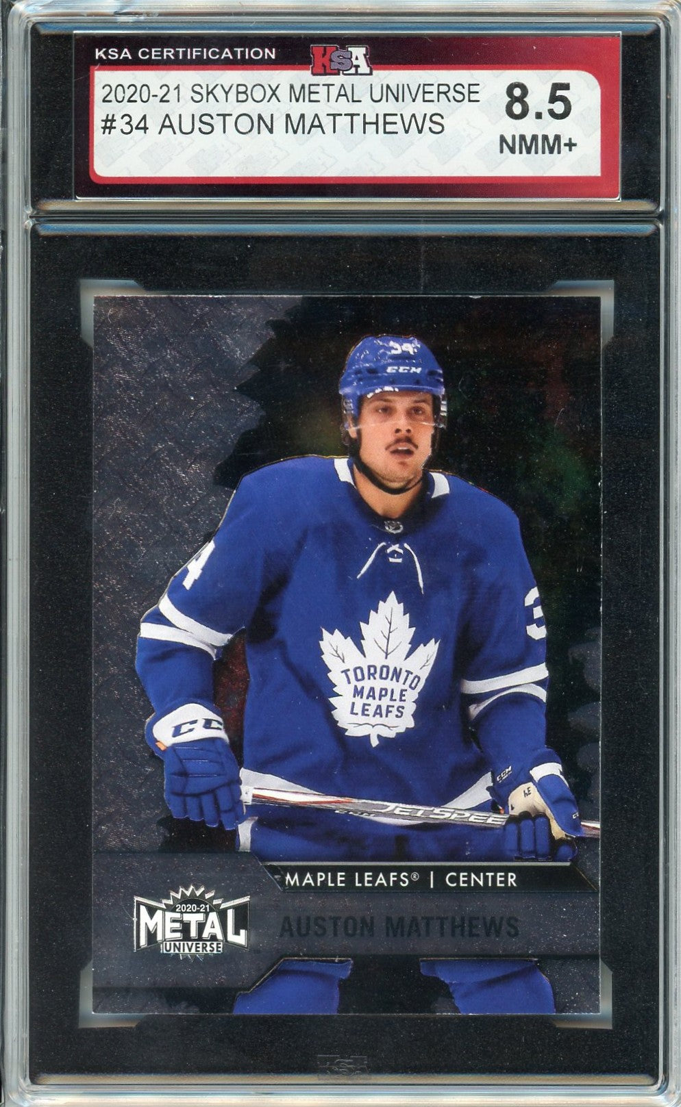 2020/21 Skybox Metal Universe Auston Matthews Graded Card #34 KSA 8.5