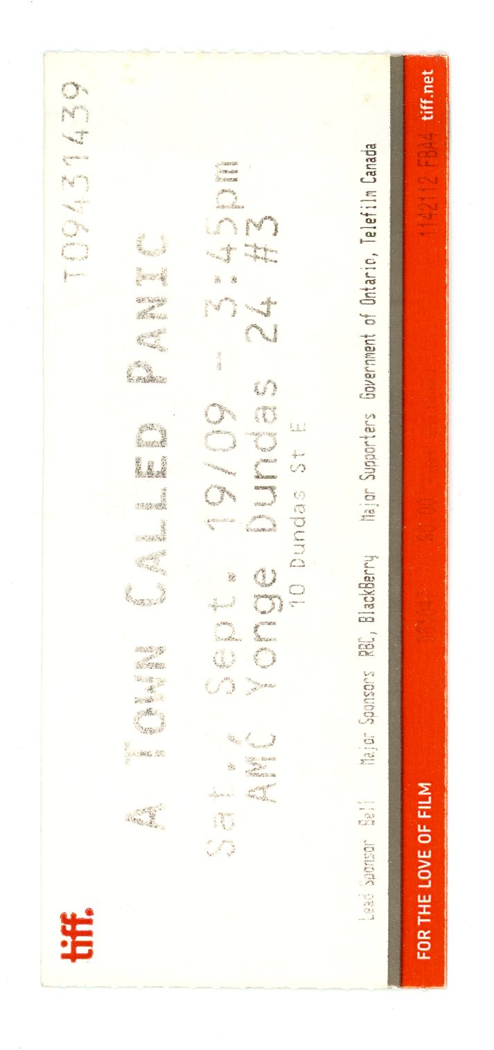 A Town Called Panic Toronto International Film Festival Ticket Stub (Toronto, 2009)