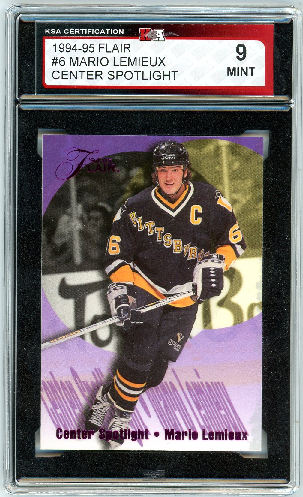 1994/95 Flair Mario Lemieux Center Spotlight Graded Card KSA 9