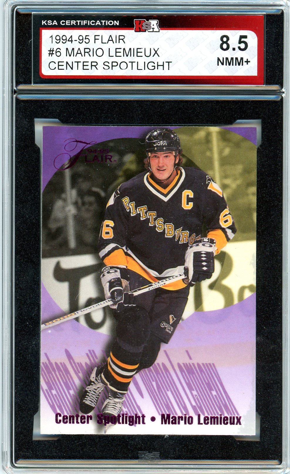 1994/95 Flair Mario Lemieux Center Spotlight Graded Card KSA 8.5