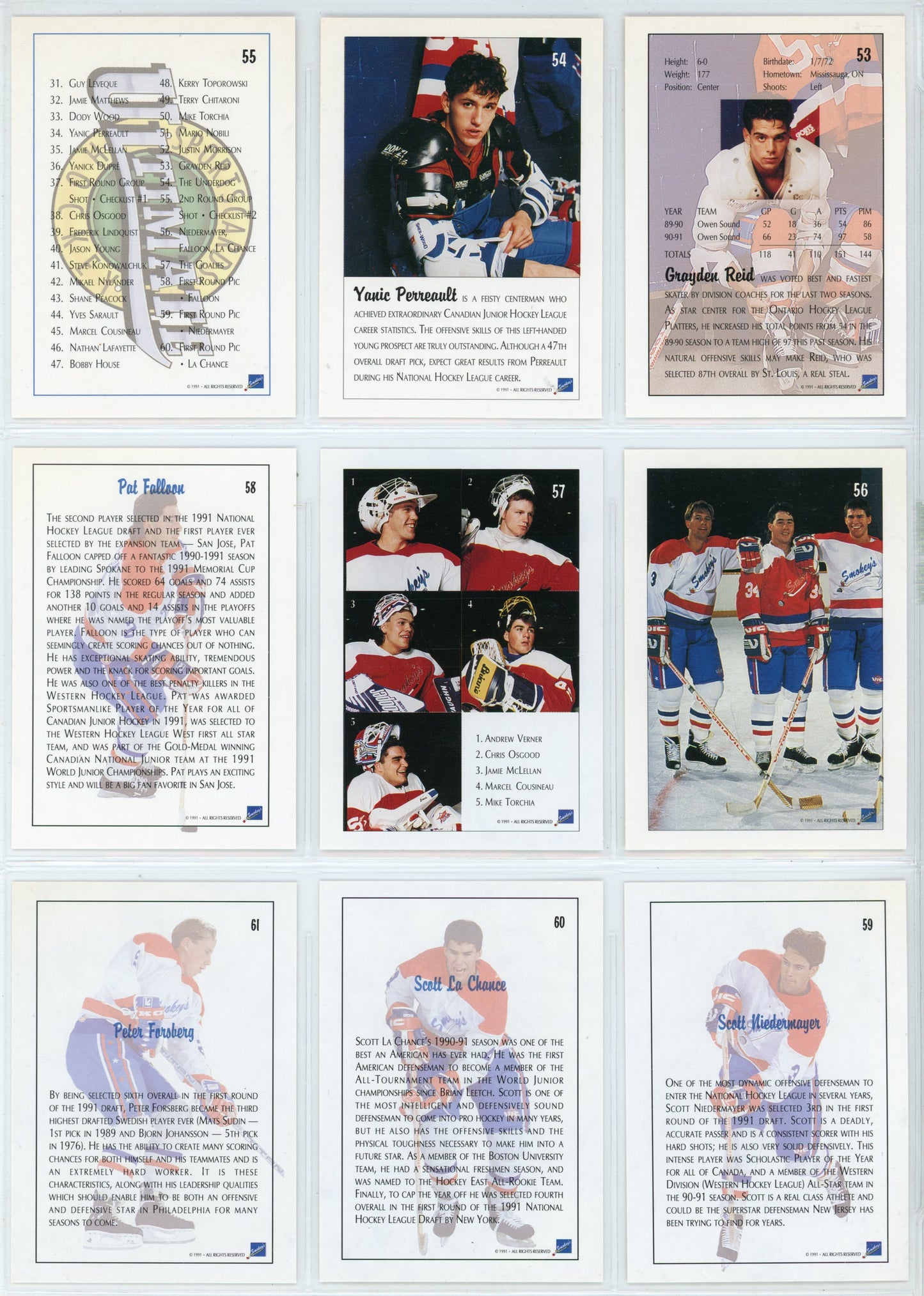 1991 Ultimate Draft NHL Hockey Card Complete Set (90 Cards)