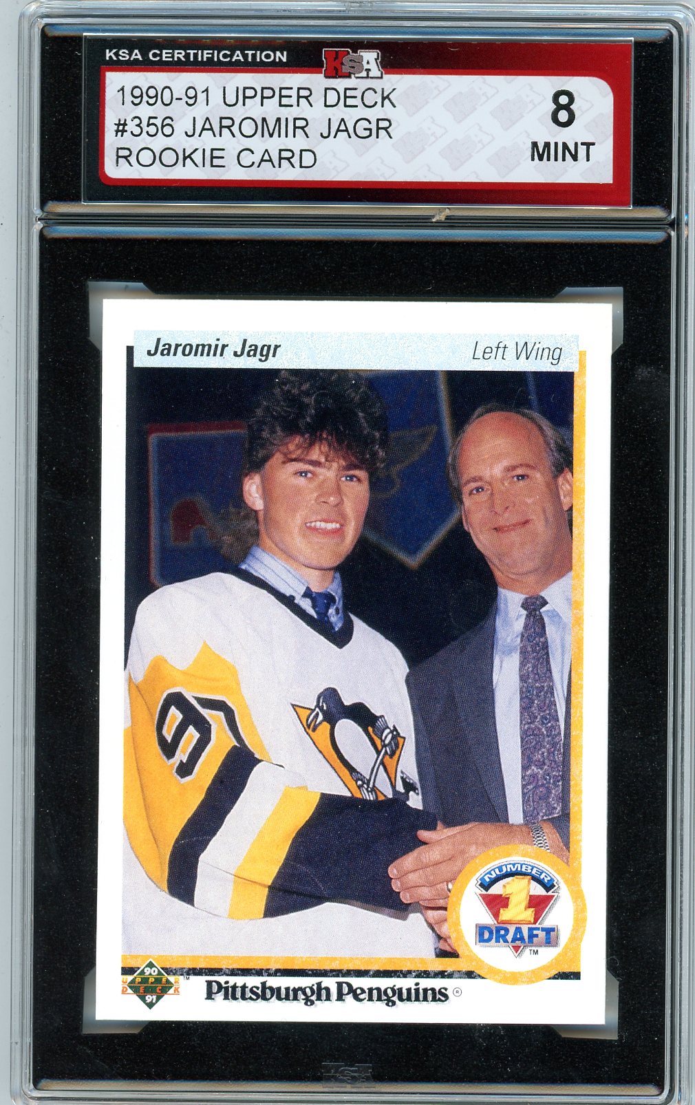 1990/91 Upper Deck Jaromir Jagr #356 Graded Hockey Rookie Card KSA 8