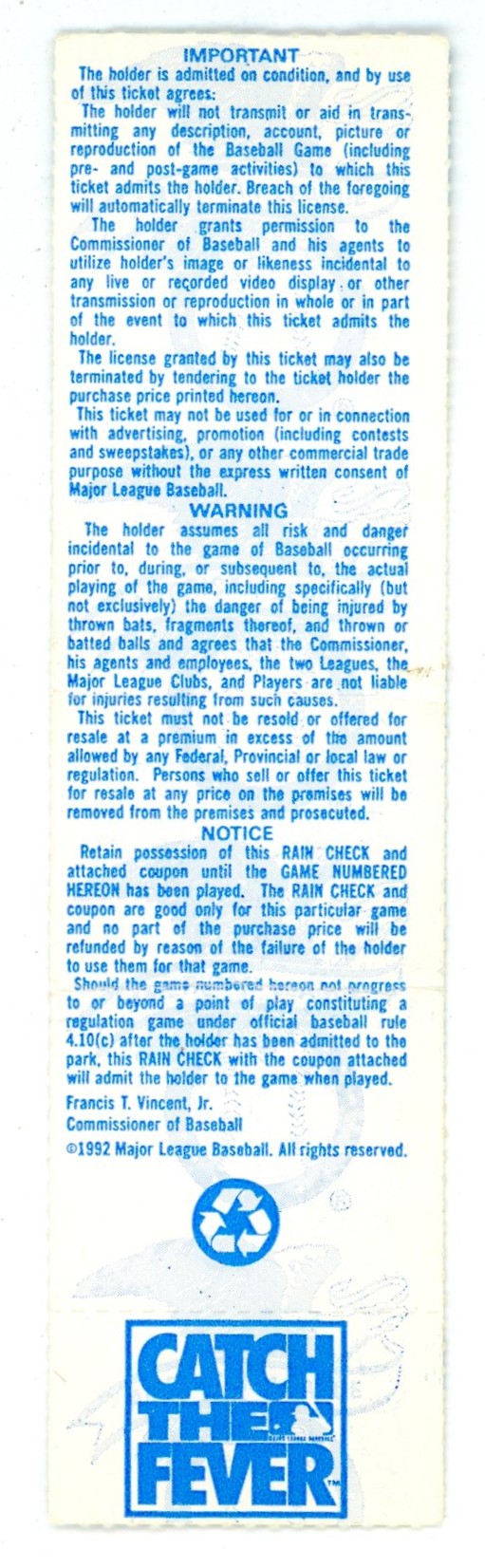 Toronto Blue Jays American League Championship Game 2 Vintage Ticket Stub SkyDome (Toronto, 1992)