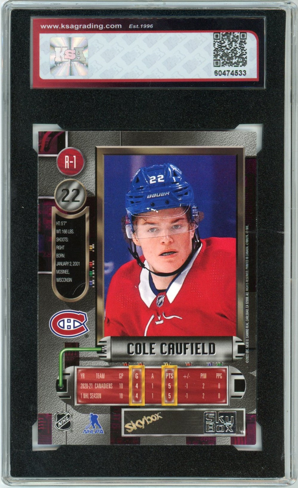 2021/22 Skybox Metal Universe Cole Caufield Retro Graded Rookie Card #R-1 KSA 8.5