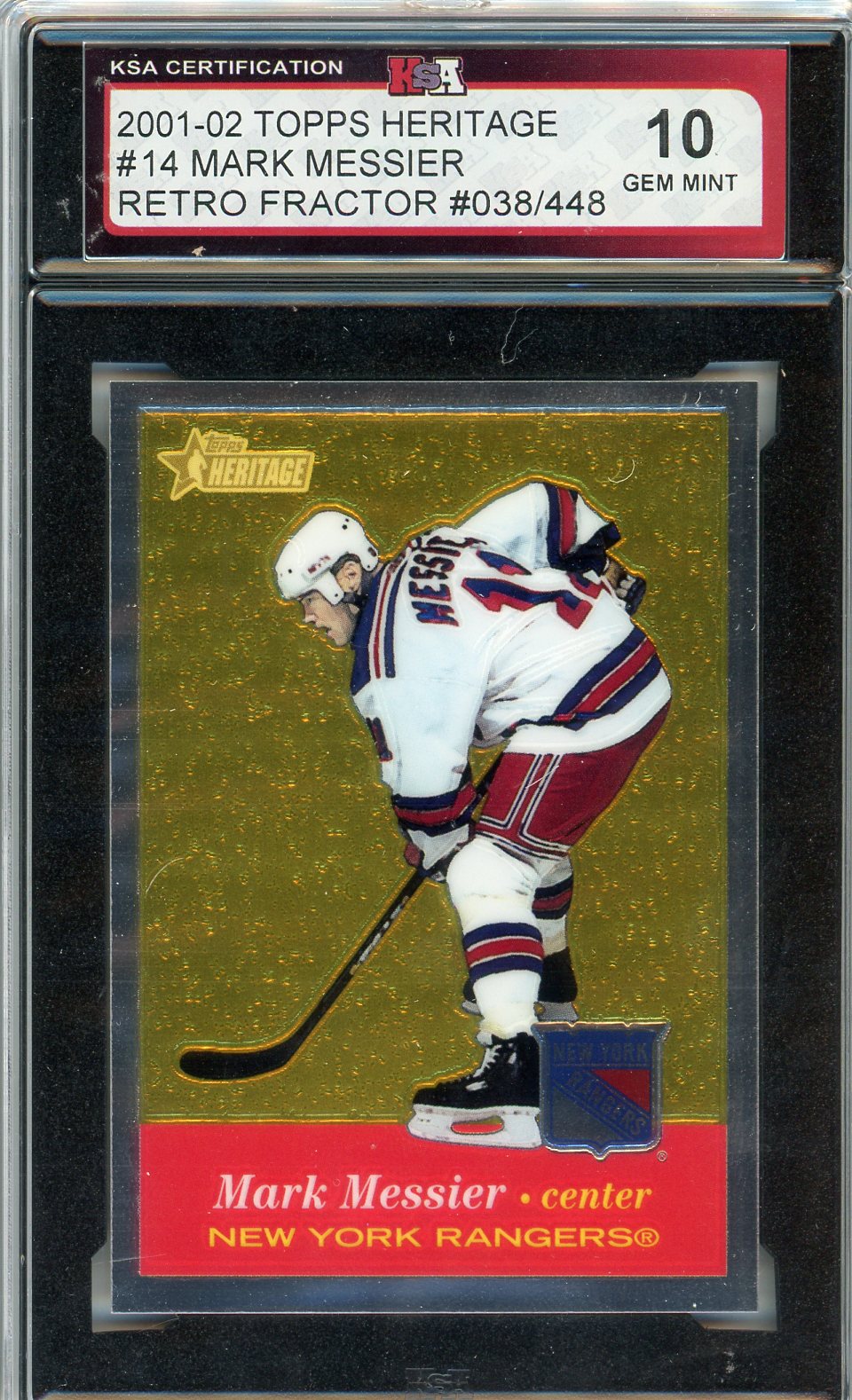 2001/02 Topps Heritage Mark Messier Retro Fractor Graded Card #14 KSA 10