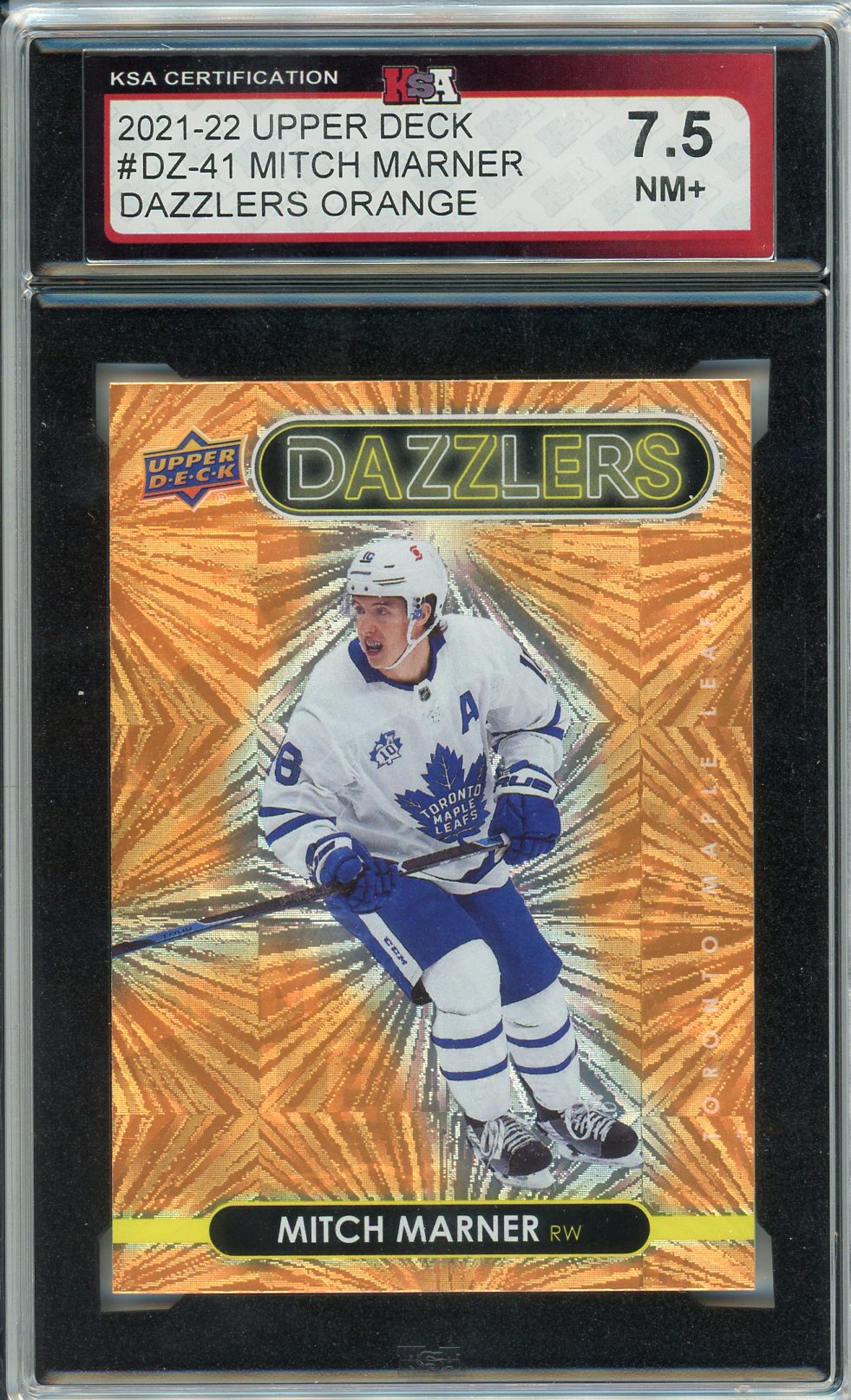 2021/22 Upper Deck Mitch Marner Dazzlers Orange Graded Card #DZ-41 KSA 7.5