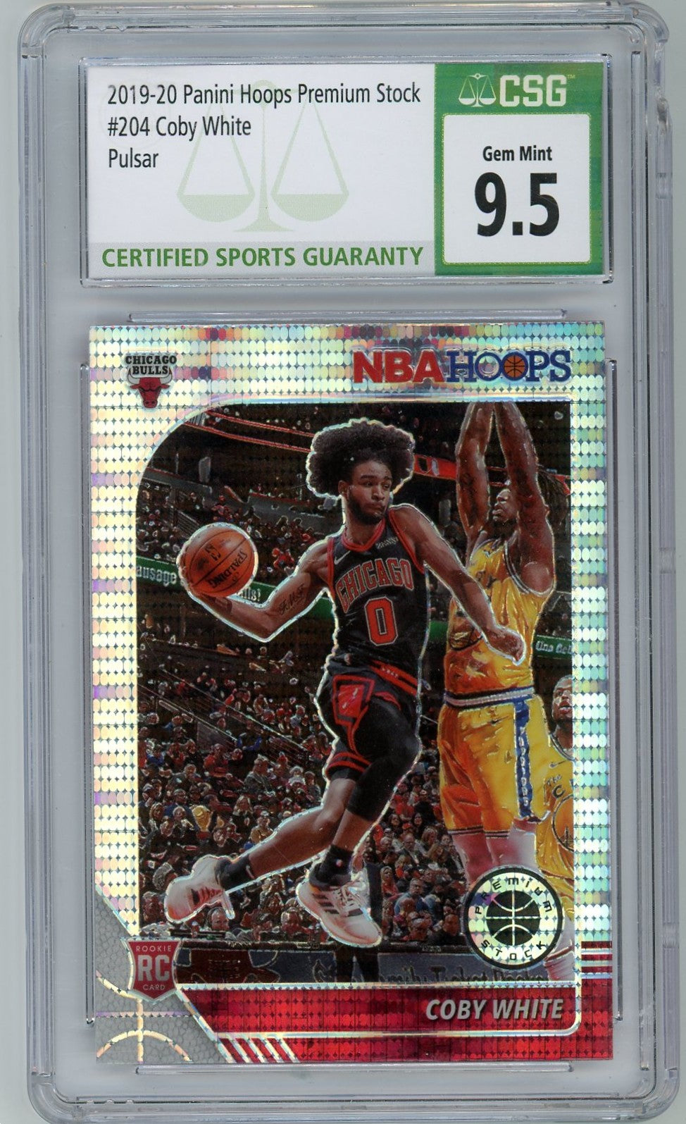 2019/20 Panini NBA Hoops Premium Stock Coby White Pulsar Graded Rookie Card #204 CSG 9.5