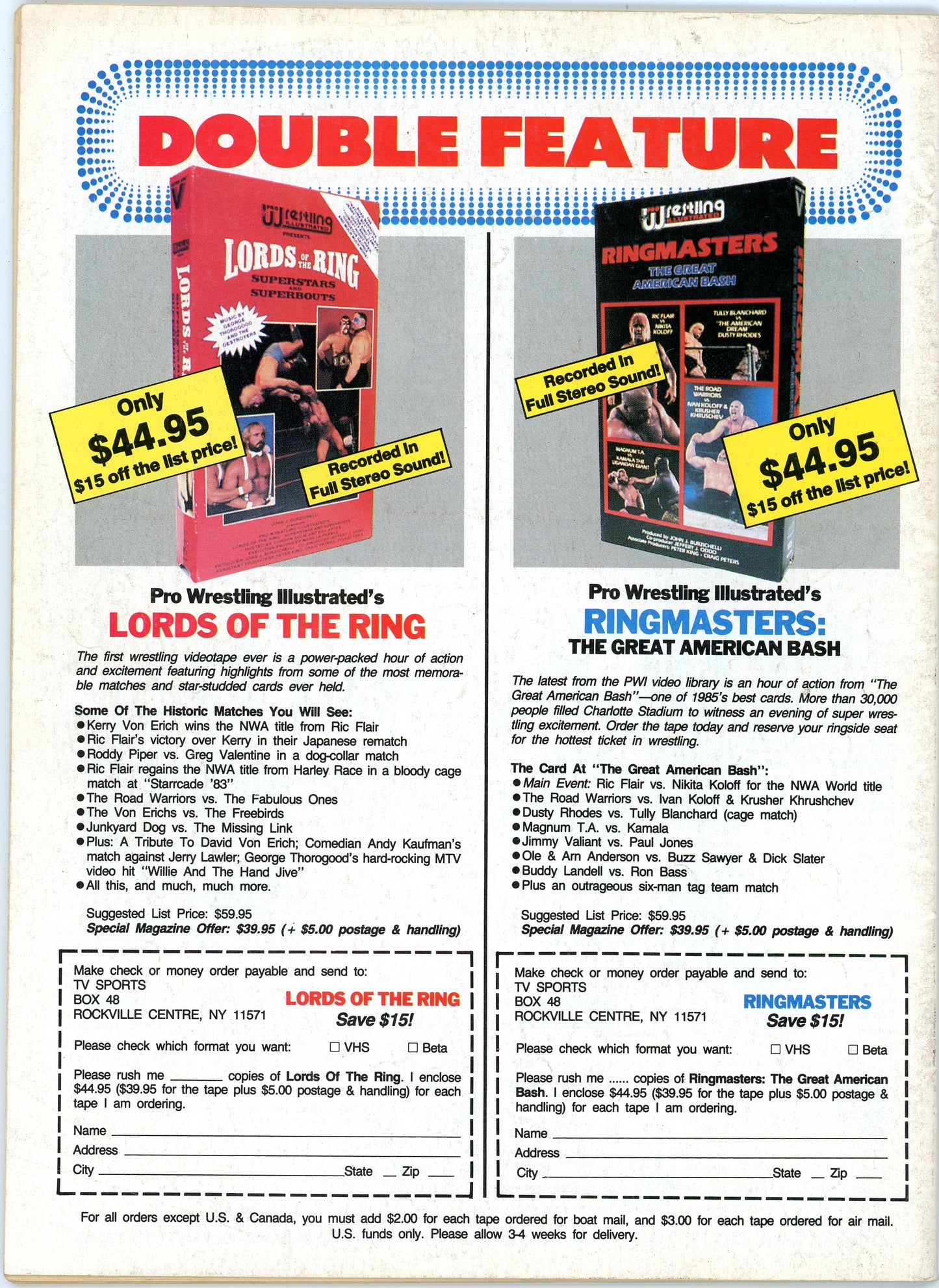 Sports Review Wrestling Vintage Magazine (January, 1987) Ivan Koloff, Krusher Khrushchev