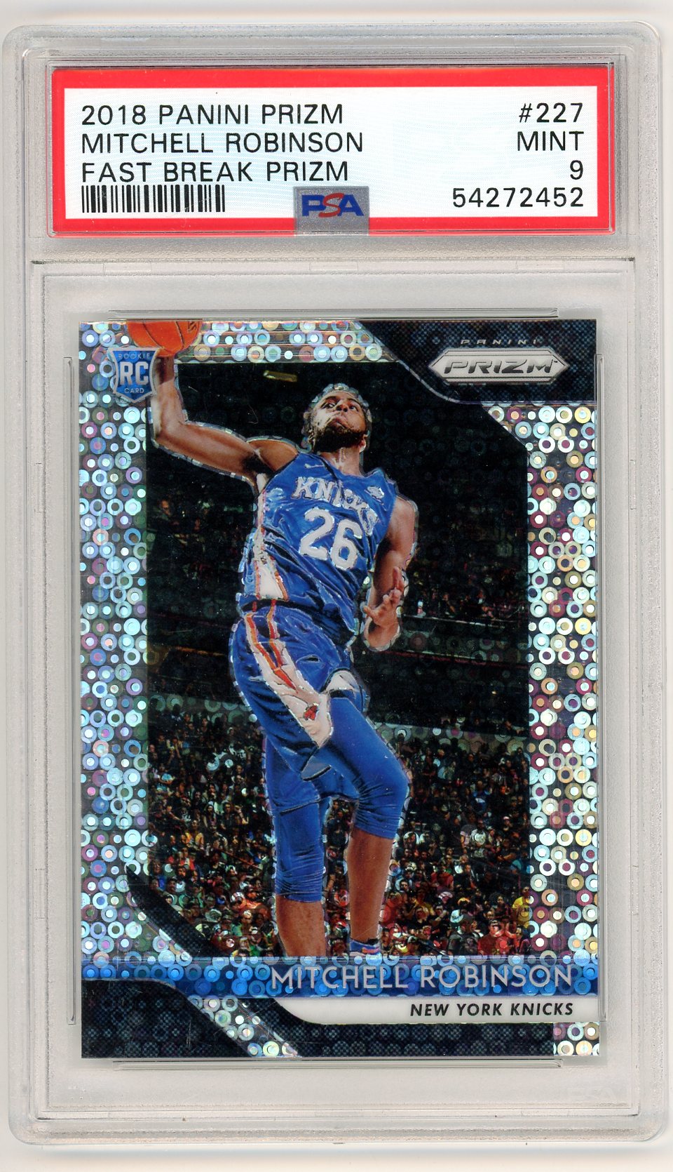 2018 Panini Prizm Mitchell Robinson Fast Break Graded Rookie Card #227 PSA 9