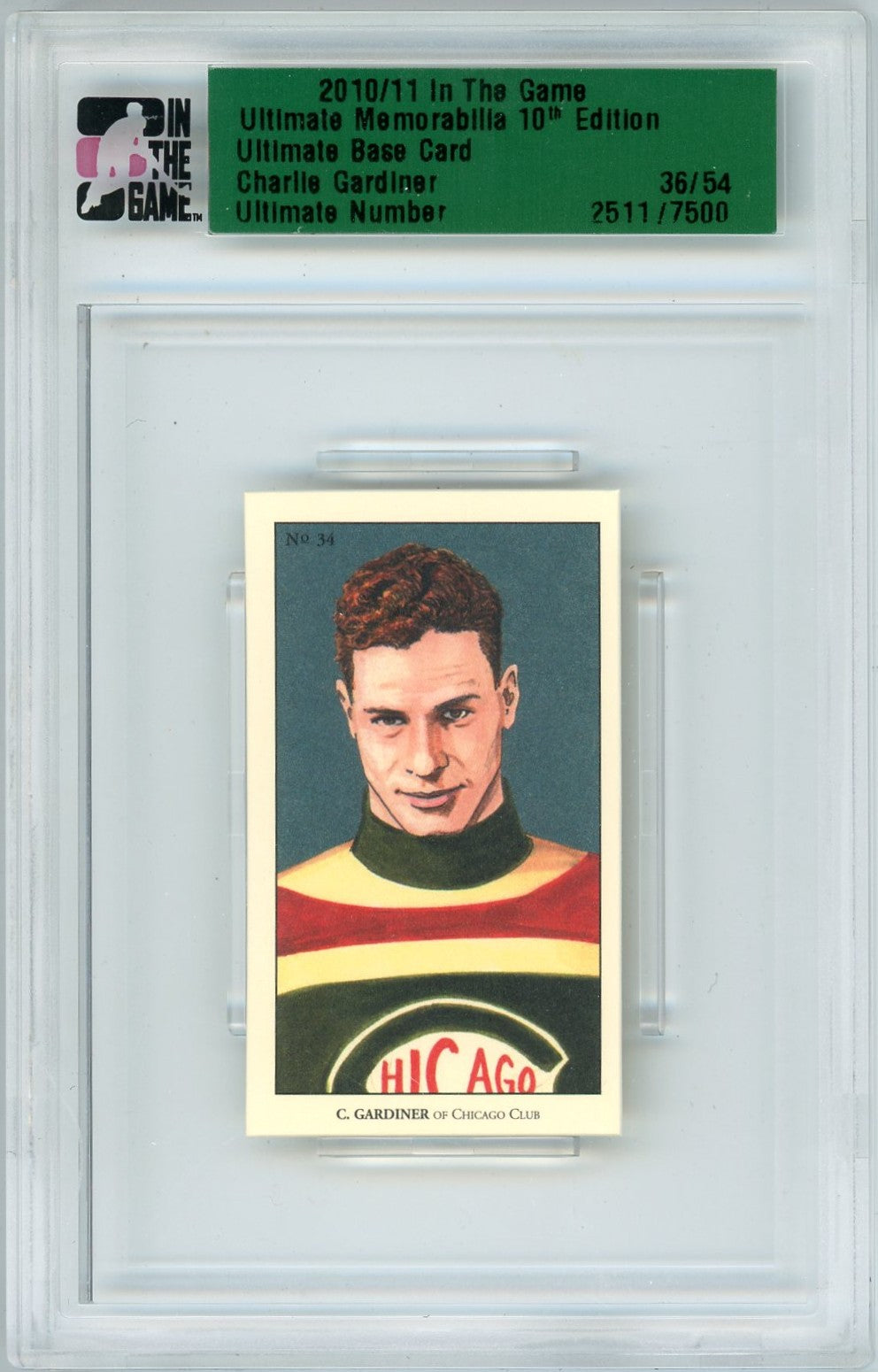2010/11 In The Game Charlie Gardiner Ultimate Memorabilia 10th Edition Graded Card
