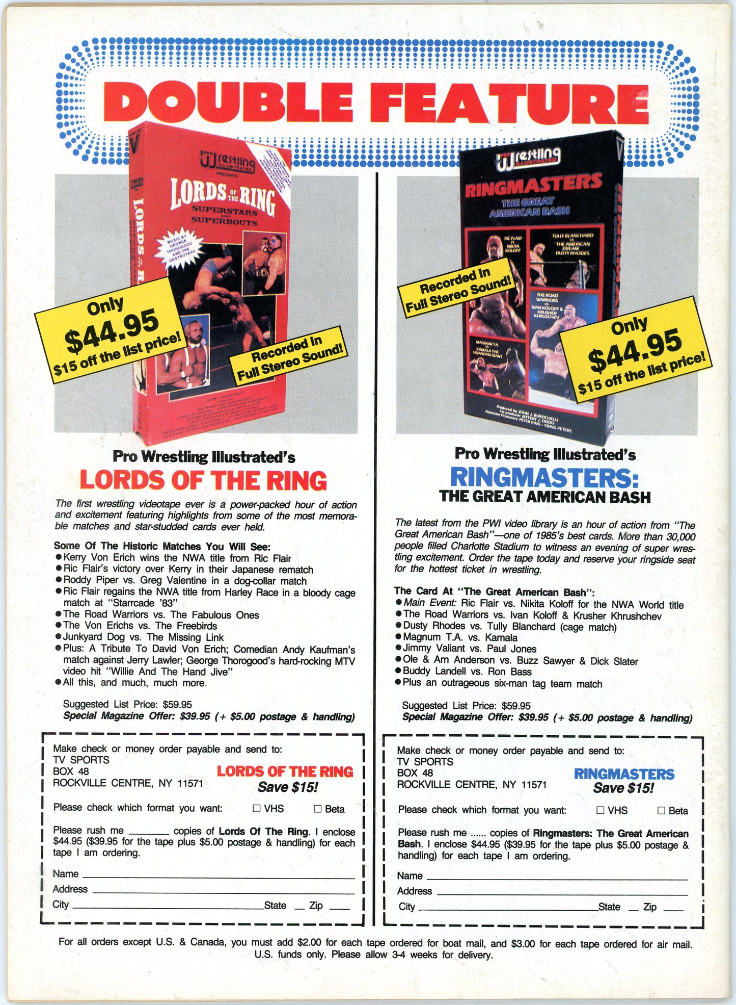 Sports Review Wrestling Vintage Magazine (June, 1988) Tully Blanchard vs. Lex Luger