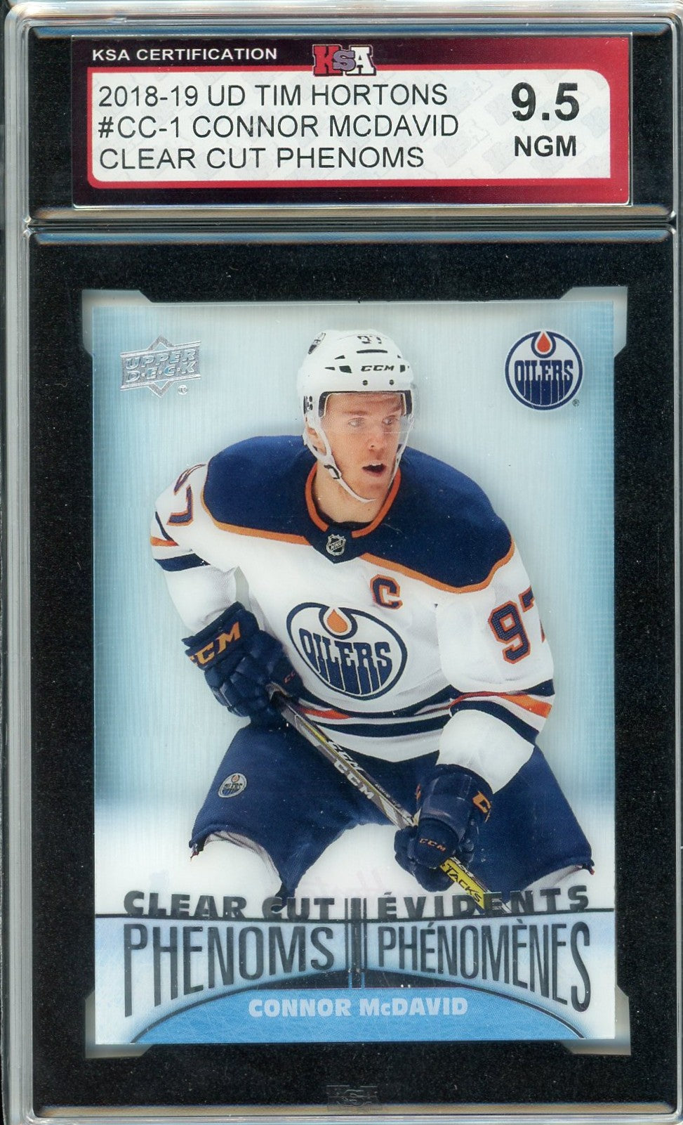 2018/19 Upper Deck Tim Hortons Connor McDavid Clear Cut Phenoms Graded Card #CC-1 KSA 9.5