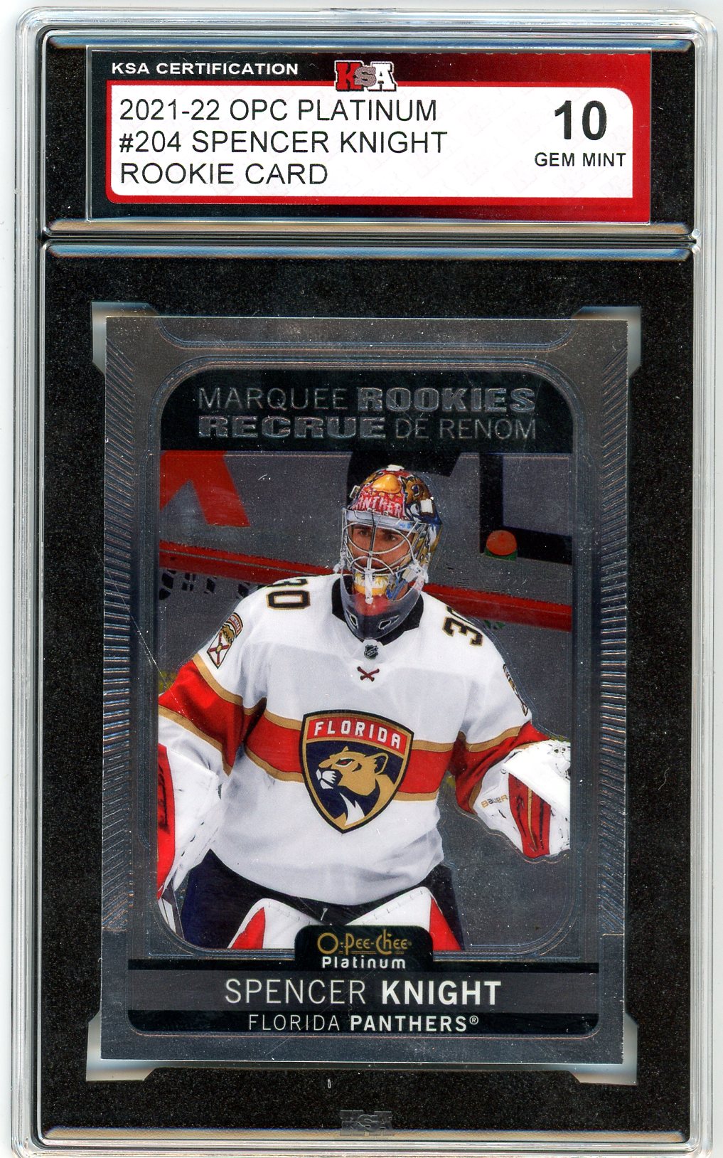 2021/22 OPC O-Pee-Chee Platinum Spencer Knight Graded Rookie Card #204 KSA 10