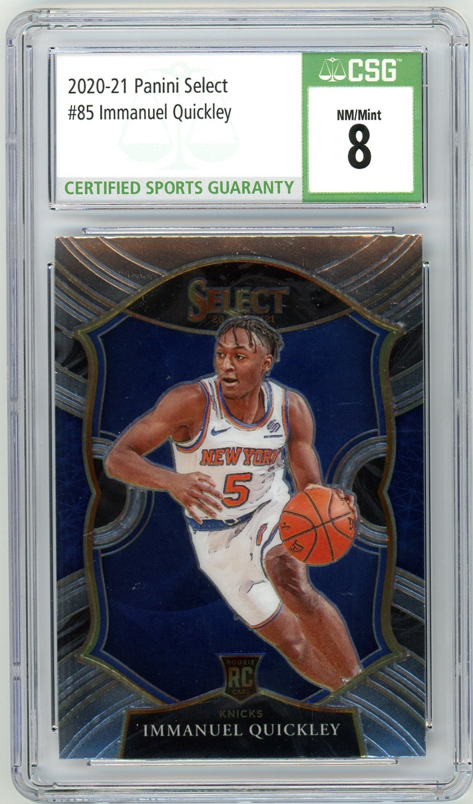 2020/21 Panini Select Immanuel Quickley Graded Rookie Card #85 CSG 8