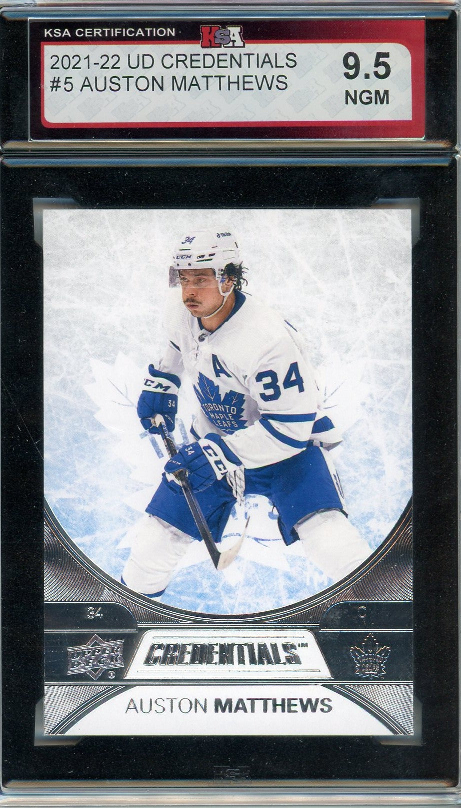 2021/22 Upper Deck Credentials Auston Matthews Graded Card #5 KSA 9.5
