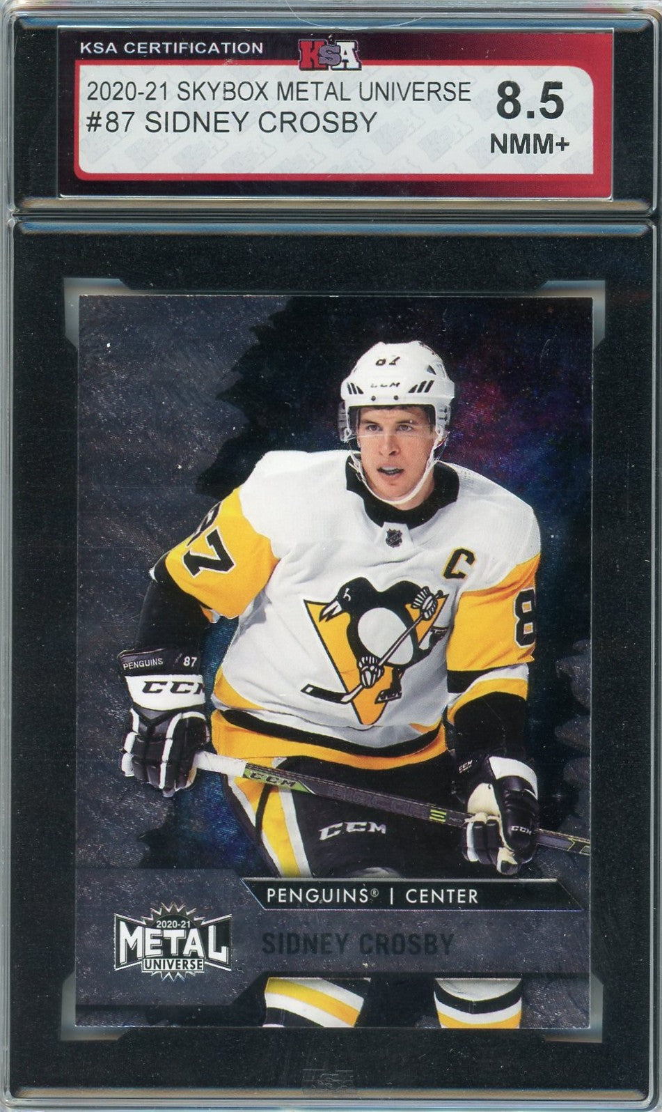 2020/21 Skybox Metal Universe Sidney Crosby Graded Card #87 KSA 8.5