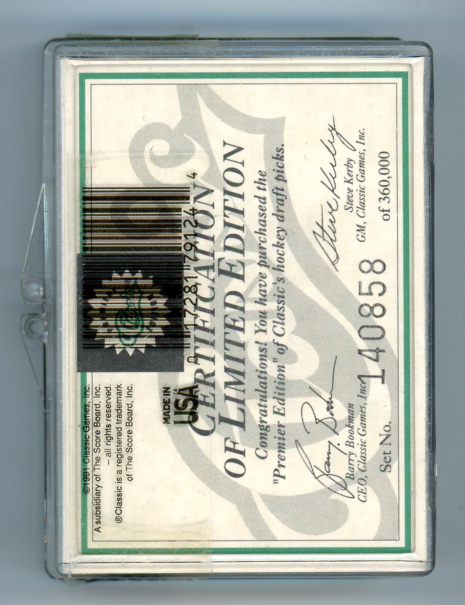 1991 Classic Draft Picks Hockey Card Complete Set (50 Cards) Eric Lindros Rookie