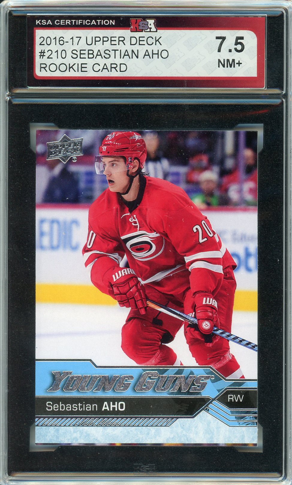2016/17 Upper Deck Sebastian Aho Graded Rookie Card #210 KSA 7.5