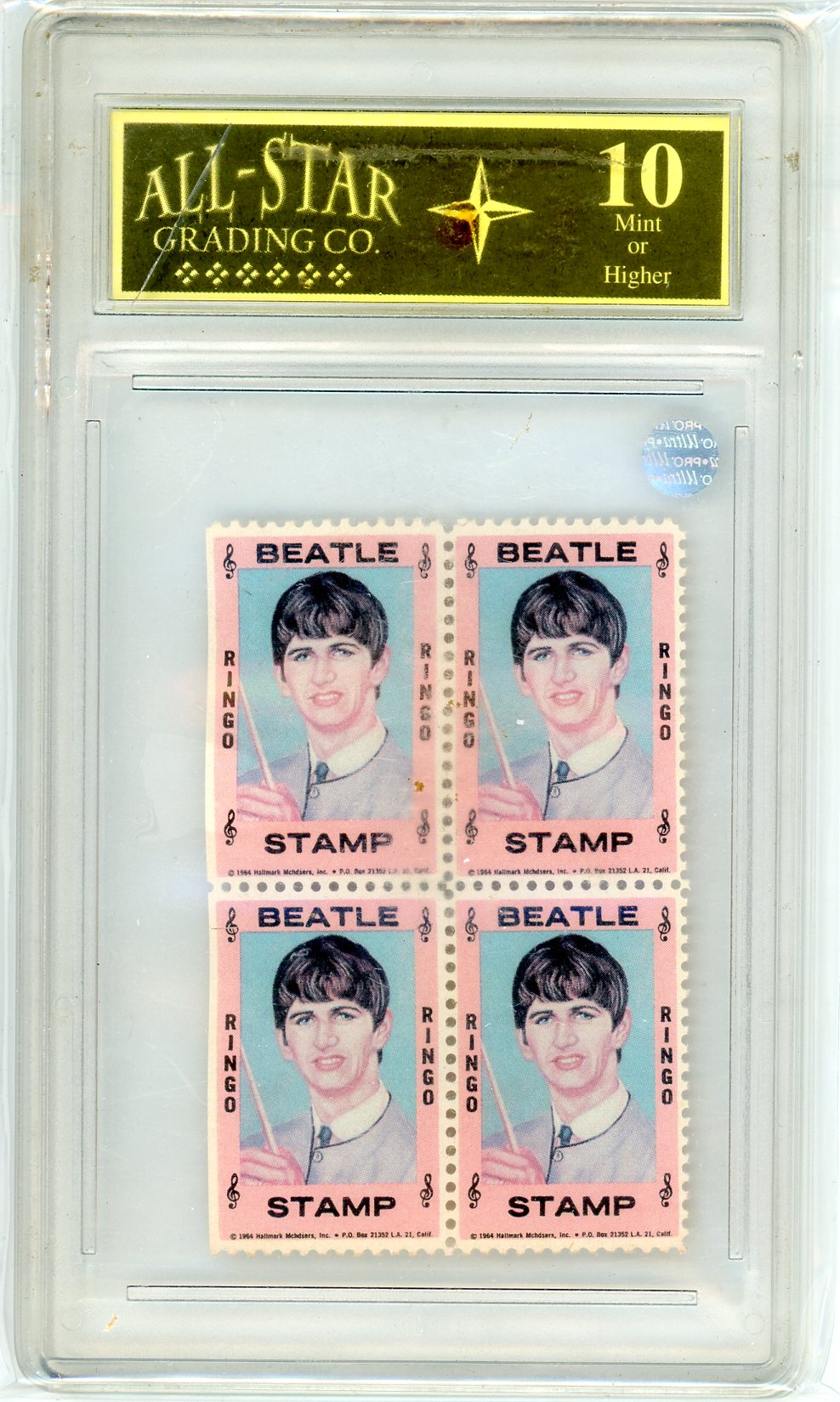 1964 The Beatles Ringo Starr Stamp Block Graded ASG 10