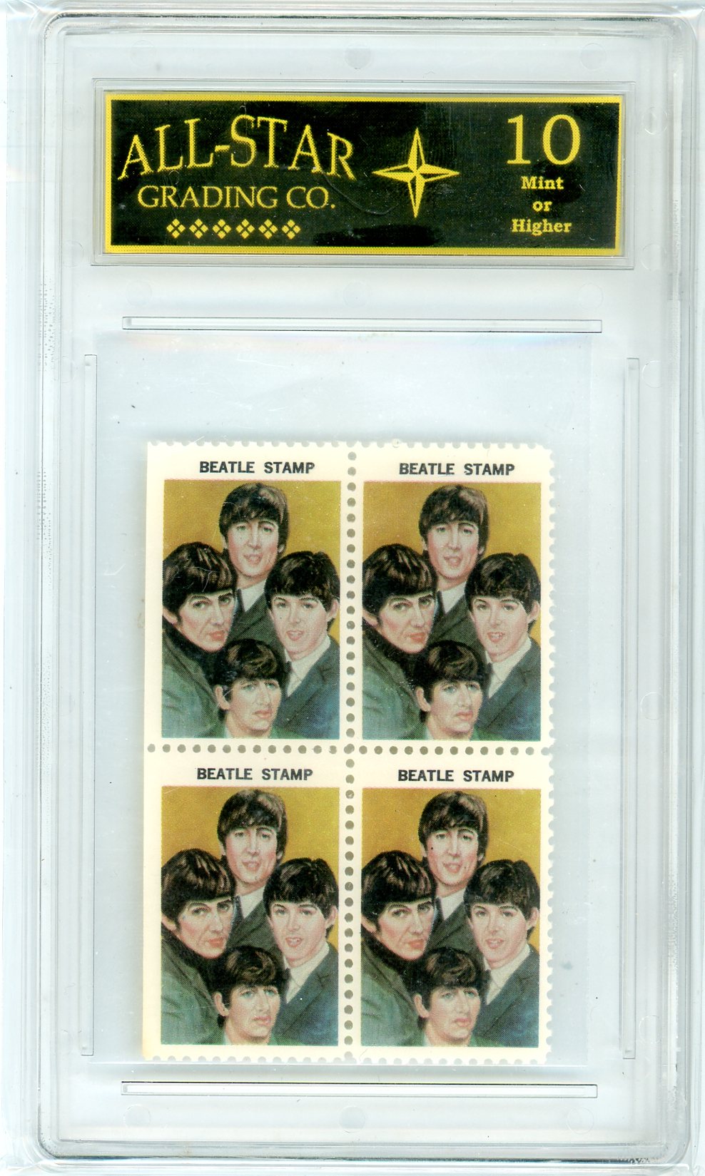 1964 The Beatles Hallmark Stamp Block Graded ASG 10