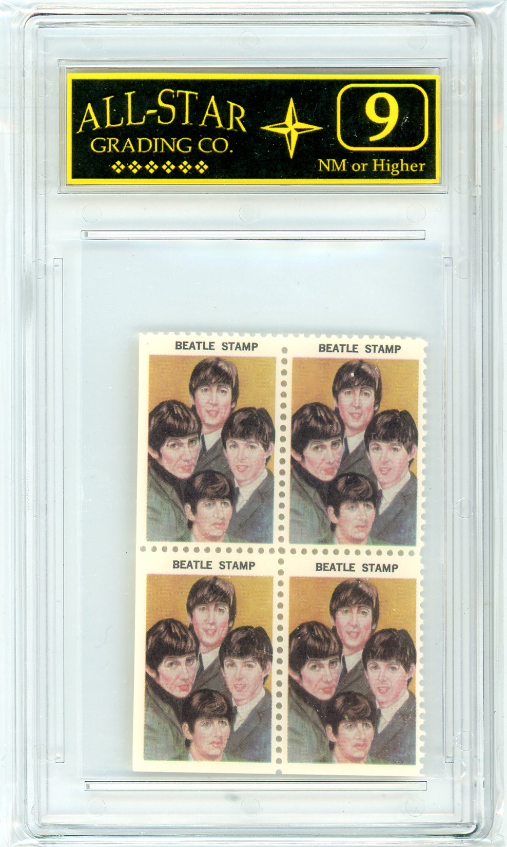 1964 The Beatles Hallmark Stamp Block Graded ASG 9