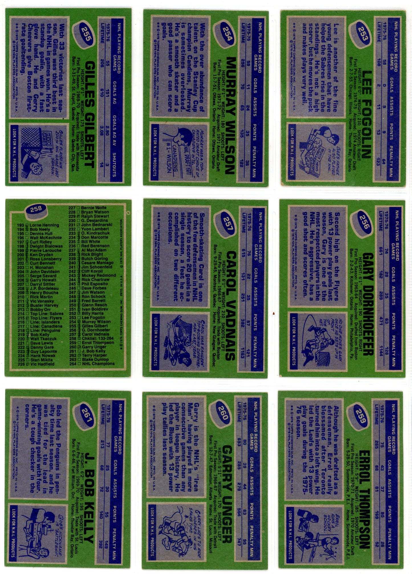 1976/77 Topps Hockey Card Complete Set (264 Cards) EX+ Condition Trottier Rookie
