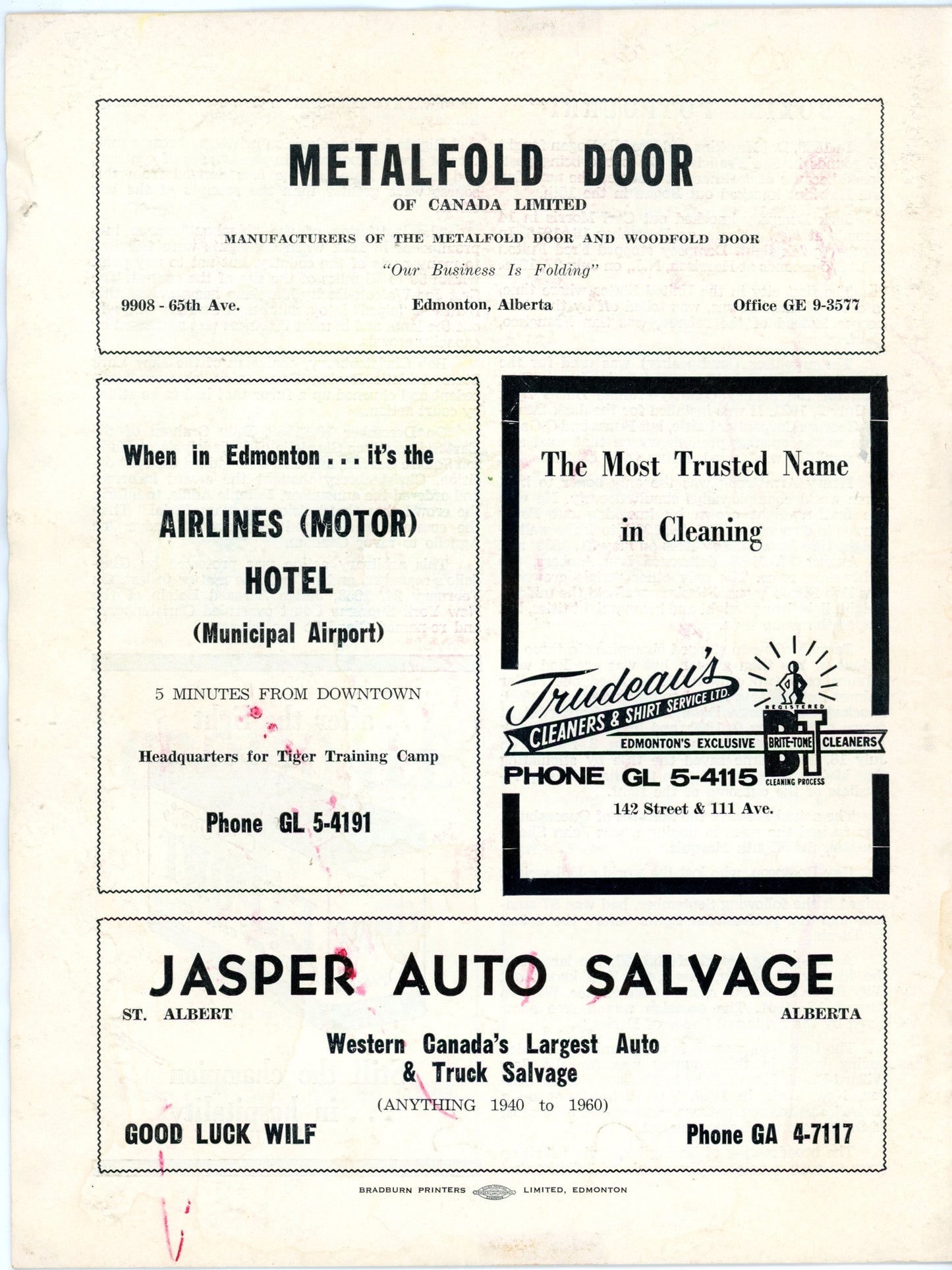 British Empire Middleweight Championship Vintage Program (Edmonton, June 22, 1960) Will Greaves vs. Dick Tiger