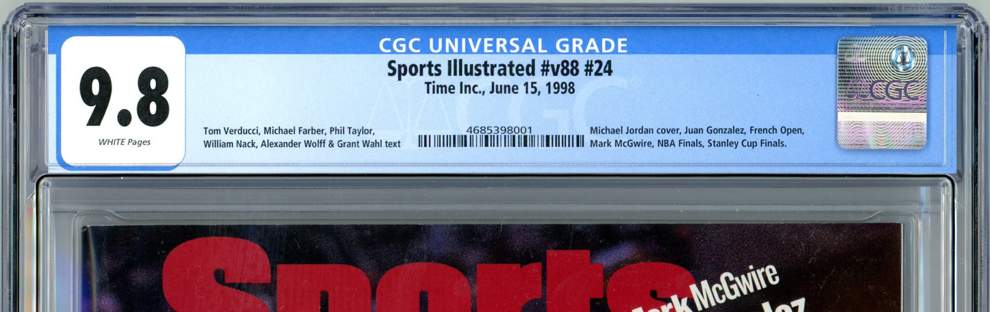 1998 Sports Illustrated Graded Magazine CGC 9.8 Newsstand Michael Jordan Cover Top POP