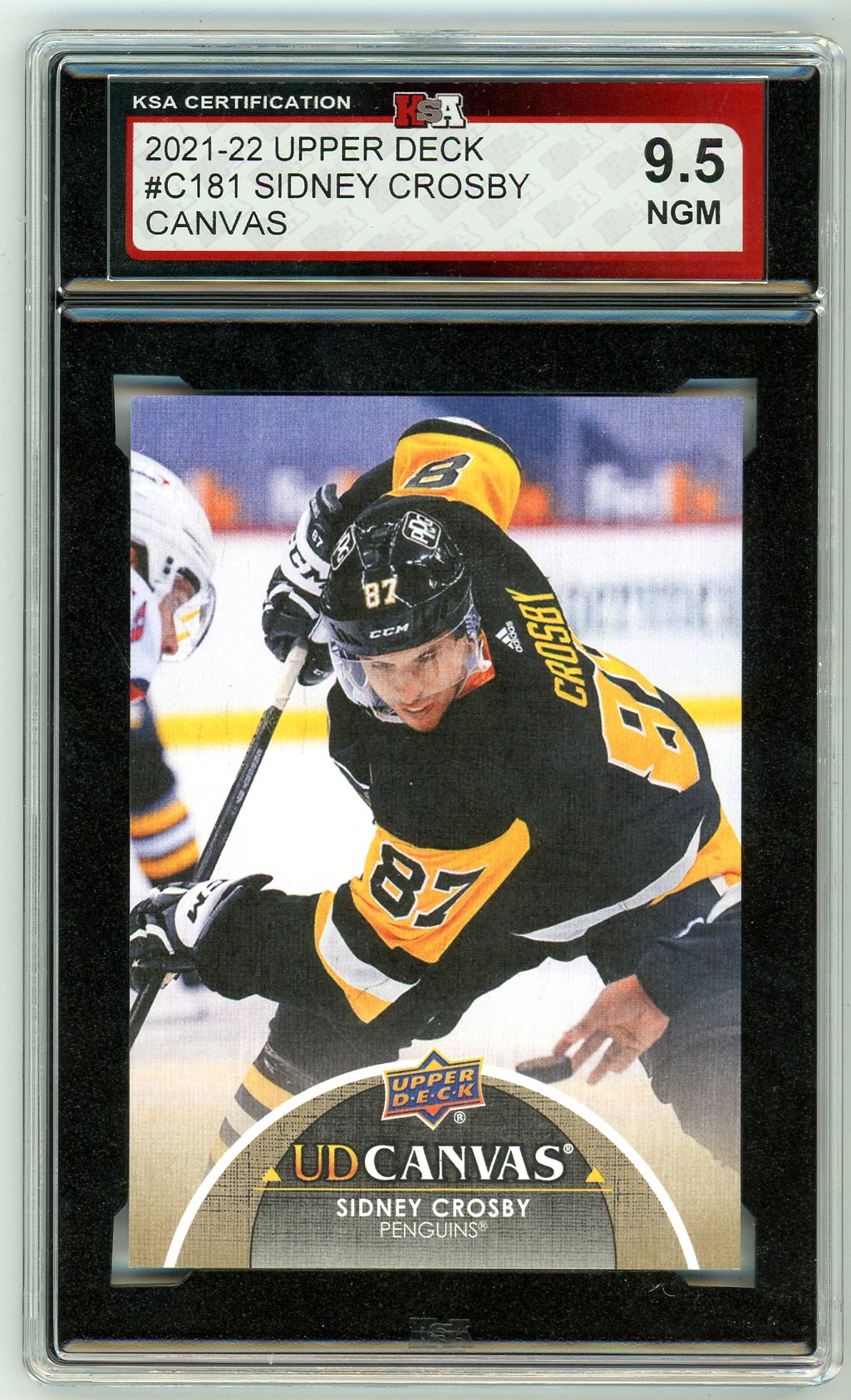 2021/22 Upper Deck Canvas Sidney Crosby Graded Card #C181 KSA 9.5