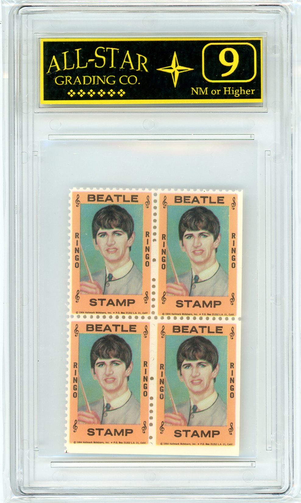 1964 The Beatles Ringo Starr Graded Stamp Block ASG 9
