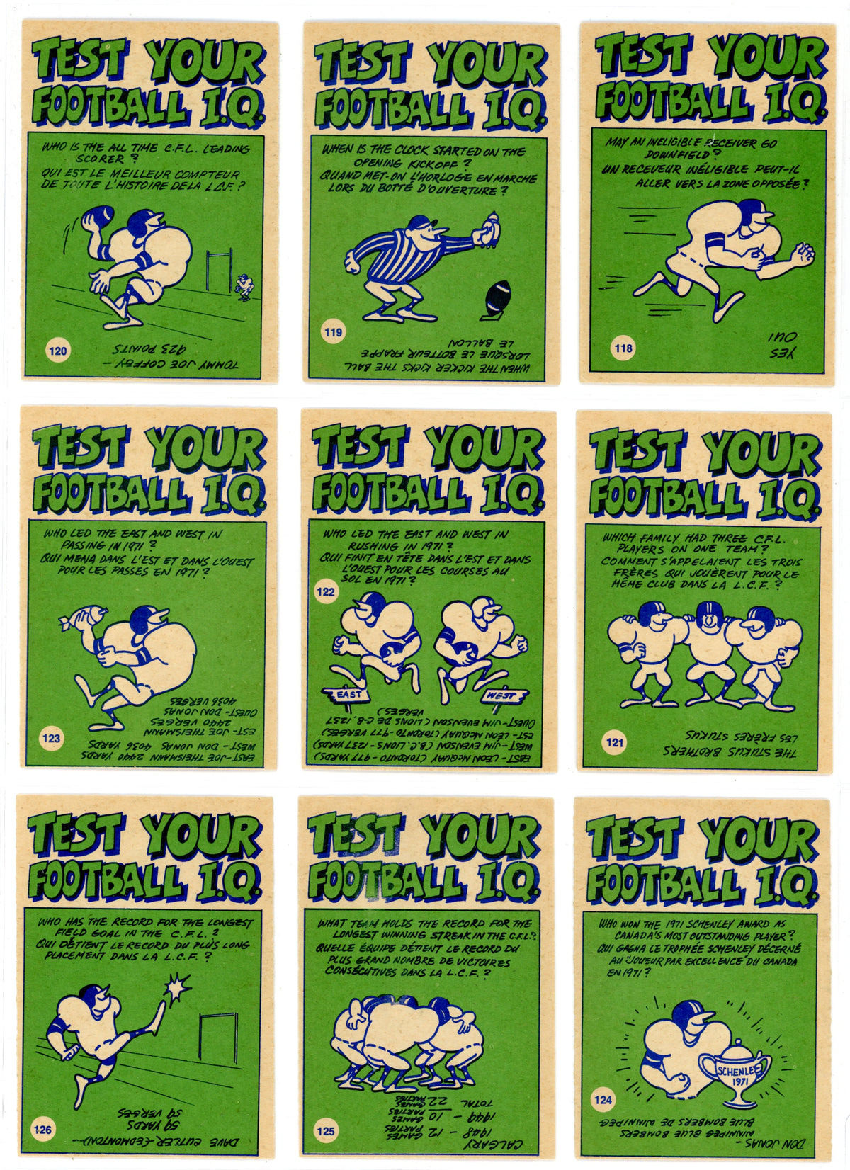1972 OPC O-Pee-Chee CFL Football Complete Set (132 Cards) EX+ Condition