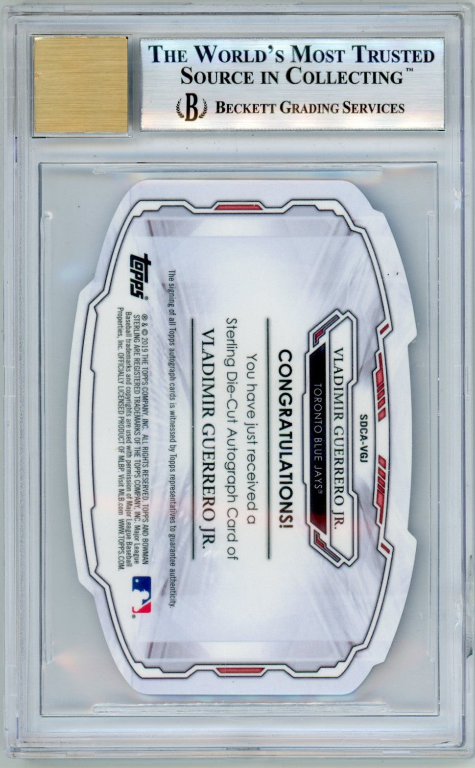2019 Bowman Sterling Vladimir Guerrero Jr. Die-Cut Graded Autograph Card BGS 9