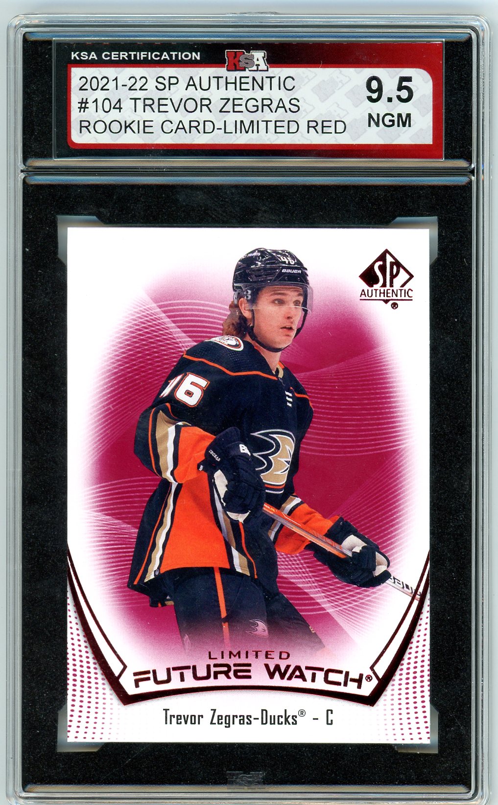 2021/22 SP Authentic Trevor Zegras Red Graded Rookie Card #104 KSA 9.5