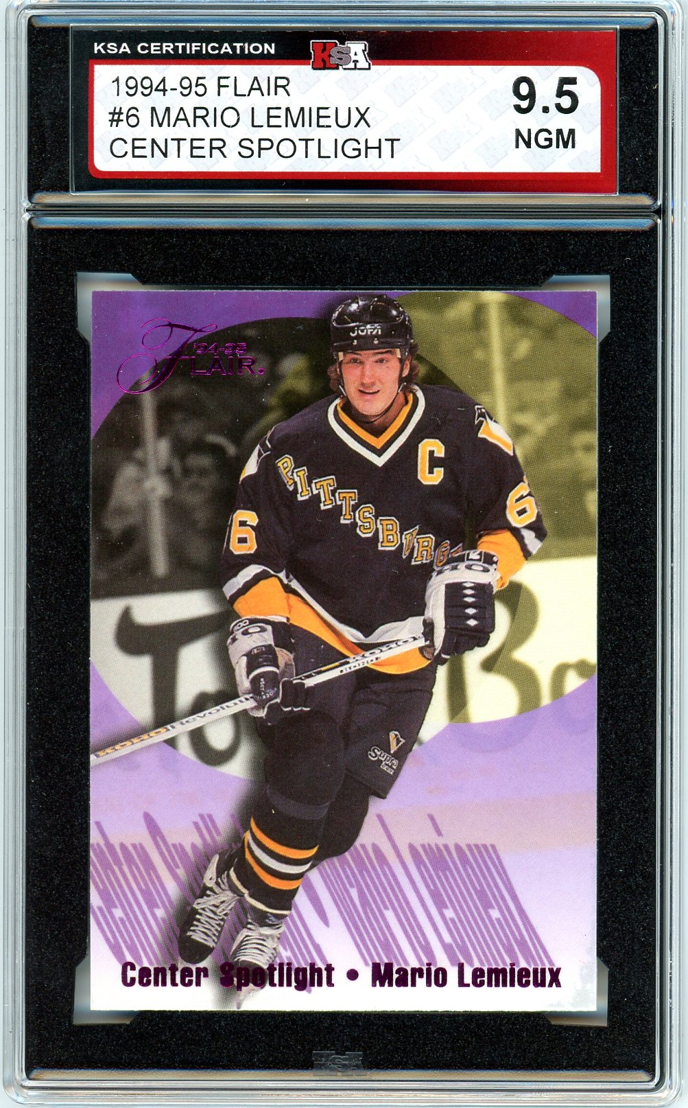 1994/95 Flair Mario Lemieux Center Spotlight Graded Card #6 KSA 9.5