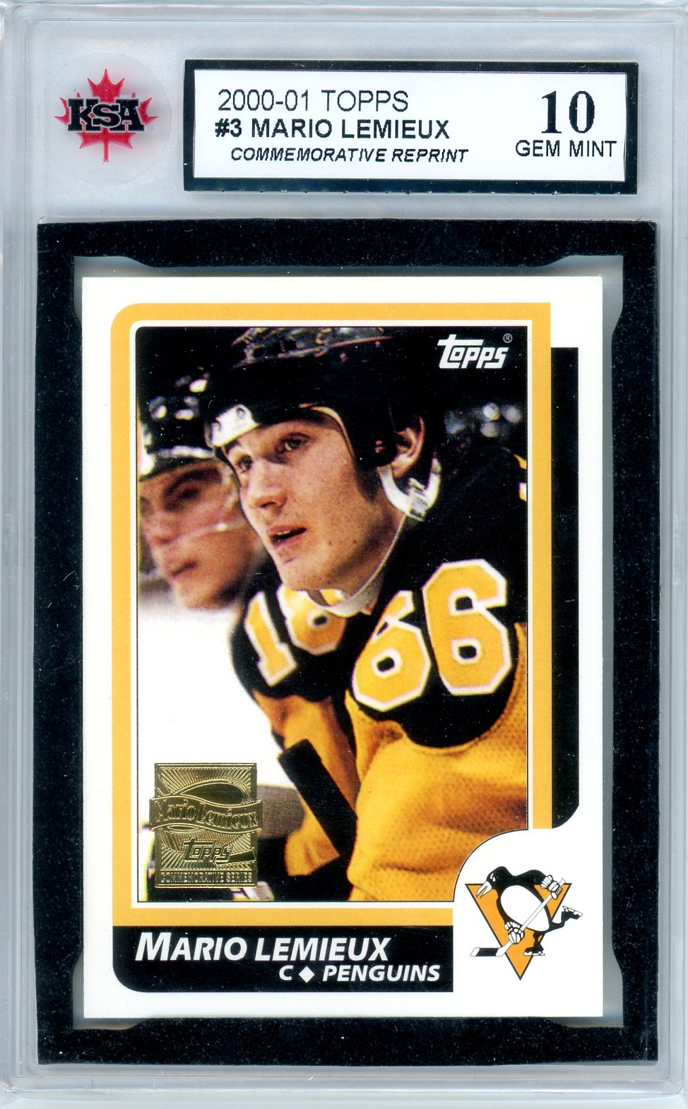 2000/01 Topps Mario Lemieux Commemorative Reprint #3 Graded Card KSA 10