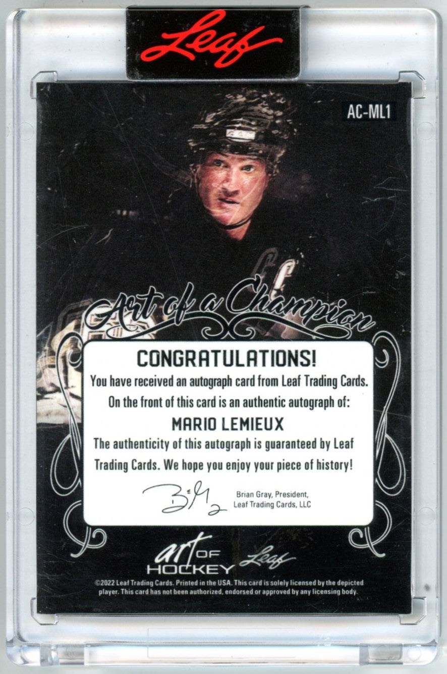 2022 Leaf Art of Hockey Mario Lemieux Art of a Champion Autograph Card 1/1 in Holder