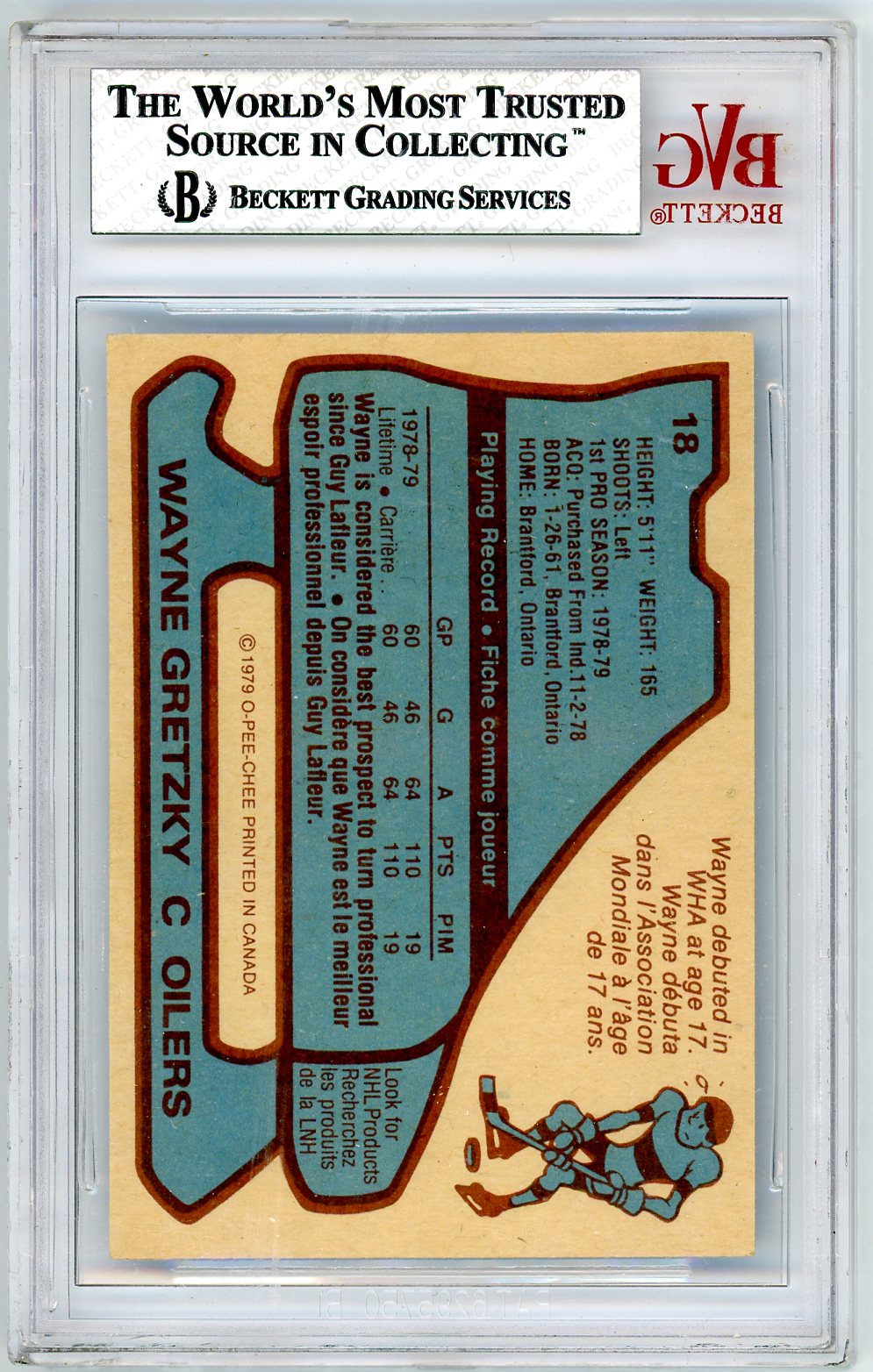 1979/80 O-Pee-Chee Wayne Gretzky Graded Card #18 BVG 7.5 Looks Pack Fresh!