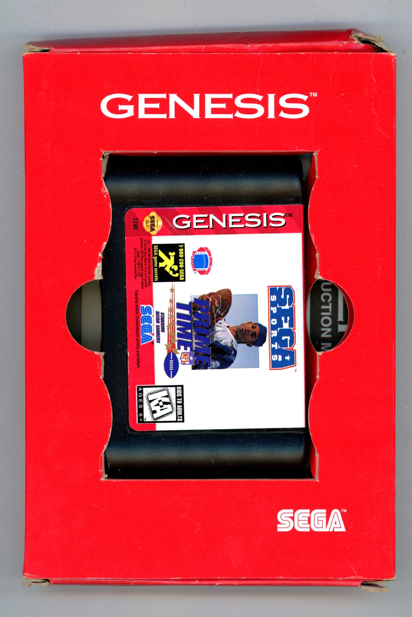 1995 Sega Sports Prime Time NFL Sega Genesis Video Game Cartridge in Box