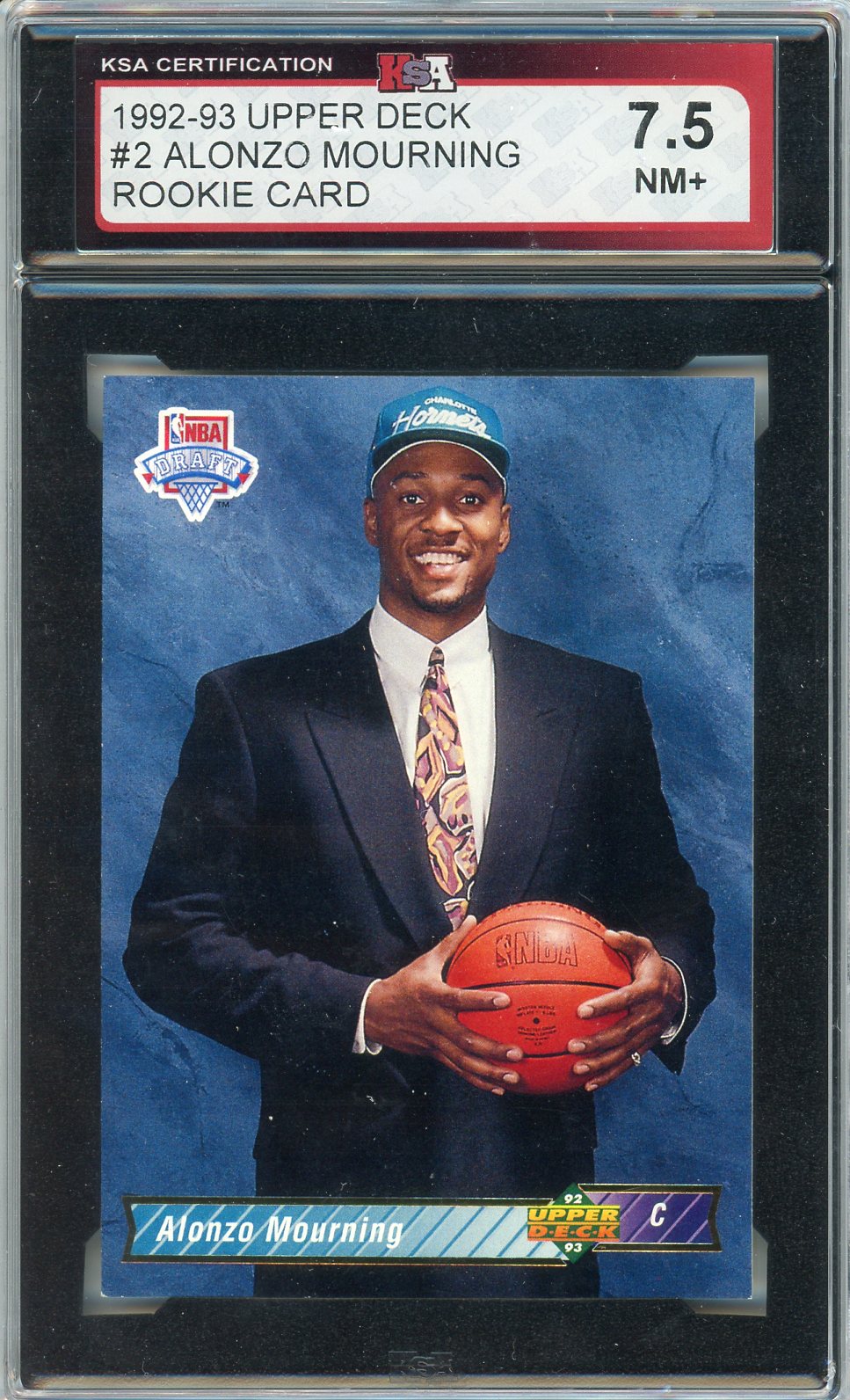 1992/93 Upper Deck Alonzo Mourning Graded Rookie Card #2 KSA 7.5
