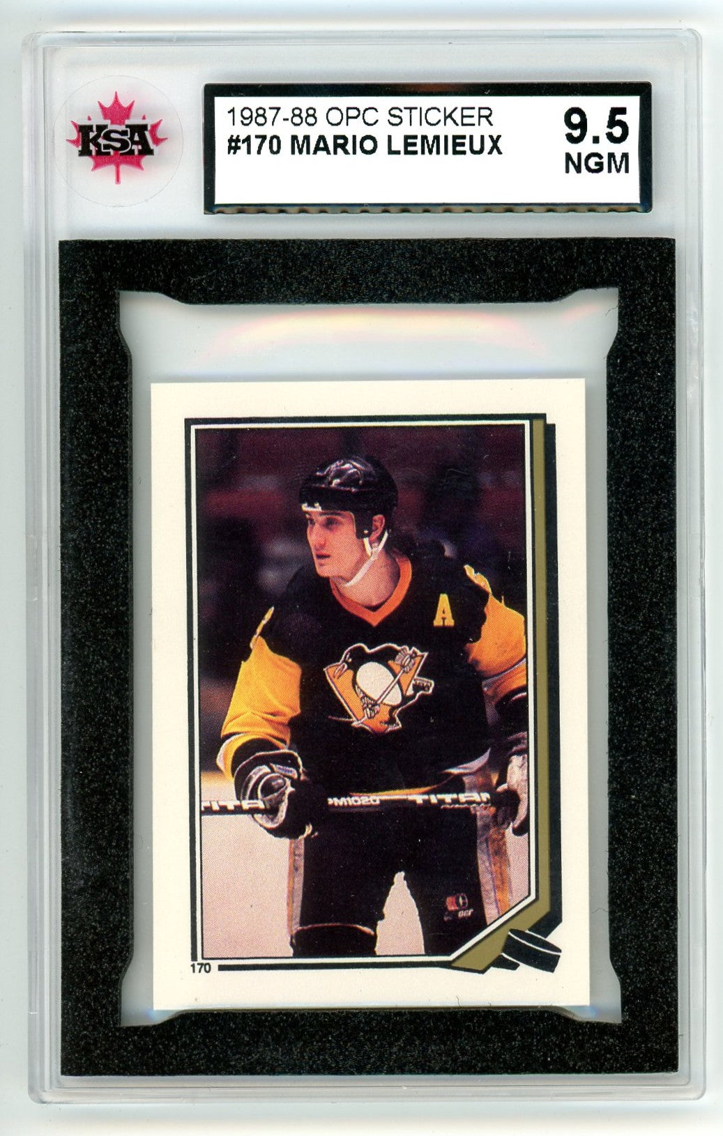 1987/88 OPC O-Pee-Chee Sticker Mario Lemieux Graded Card KSA 9.5