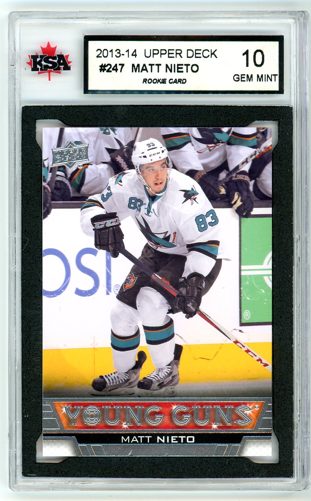 2013/14 Upper Deck Matt Nieto Graded Rookie Card #247 KSA 10