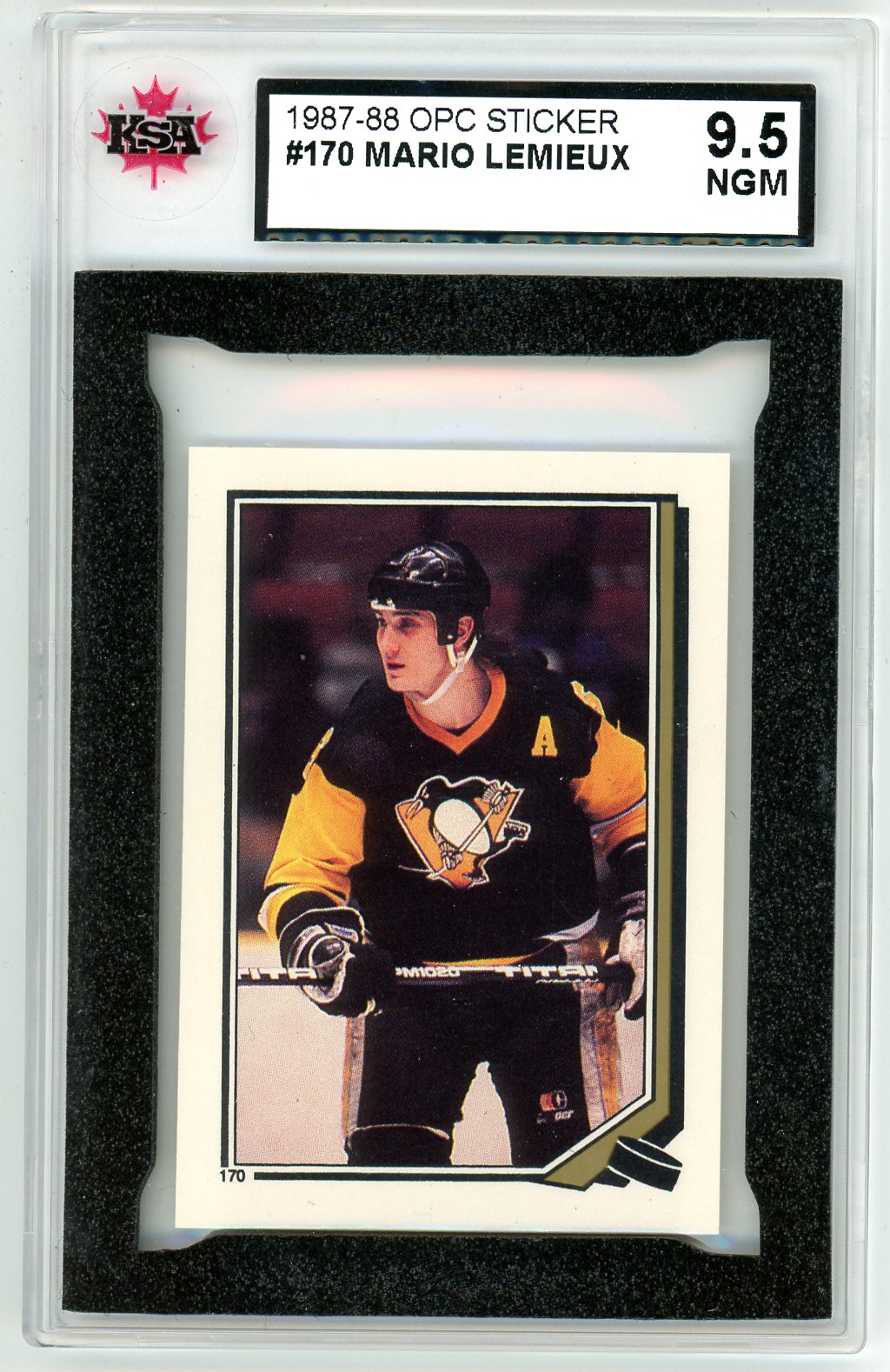 1987/88 OPC O-Pee-Chee Mario Lemieux #170 Graded Sticker Card KSA 9.5