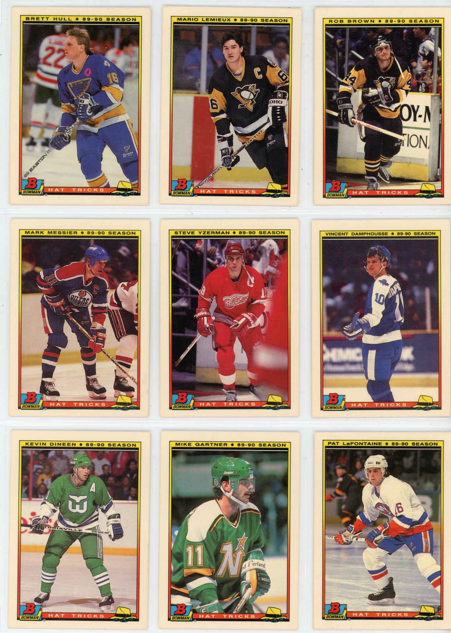 1990/91 Bowman NHL Hockey Complete Set (264 Cards) + Hat Tricks Set