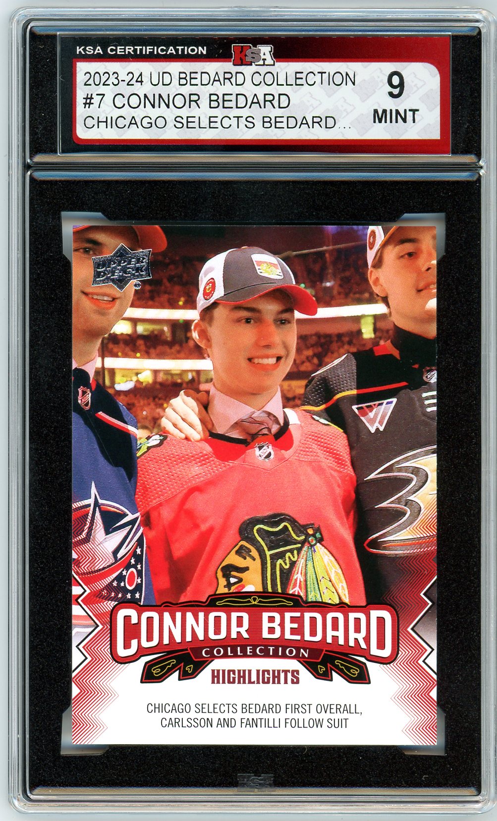 2023/24 Upper Deck Bedard Collection Chicago Selects Bedard Graded Card #7 KSA 9