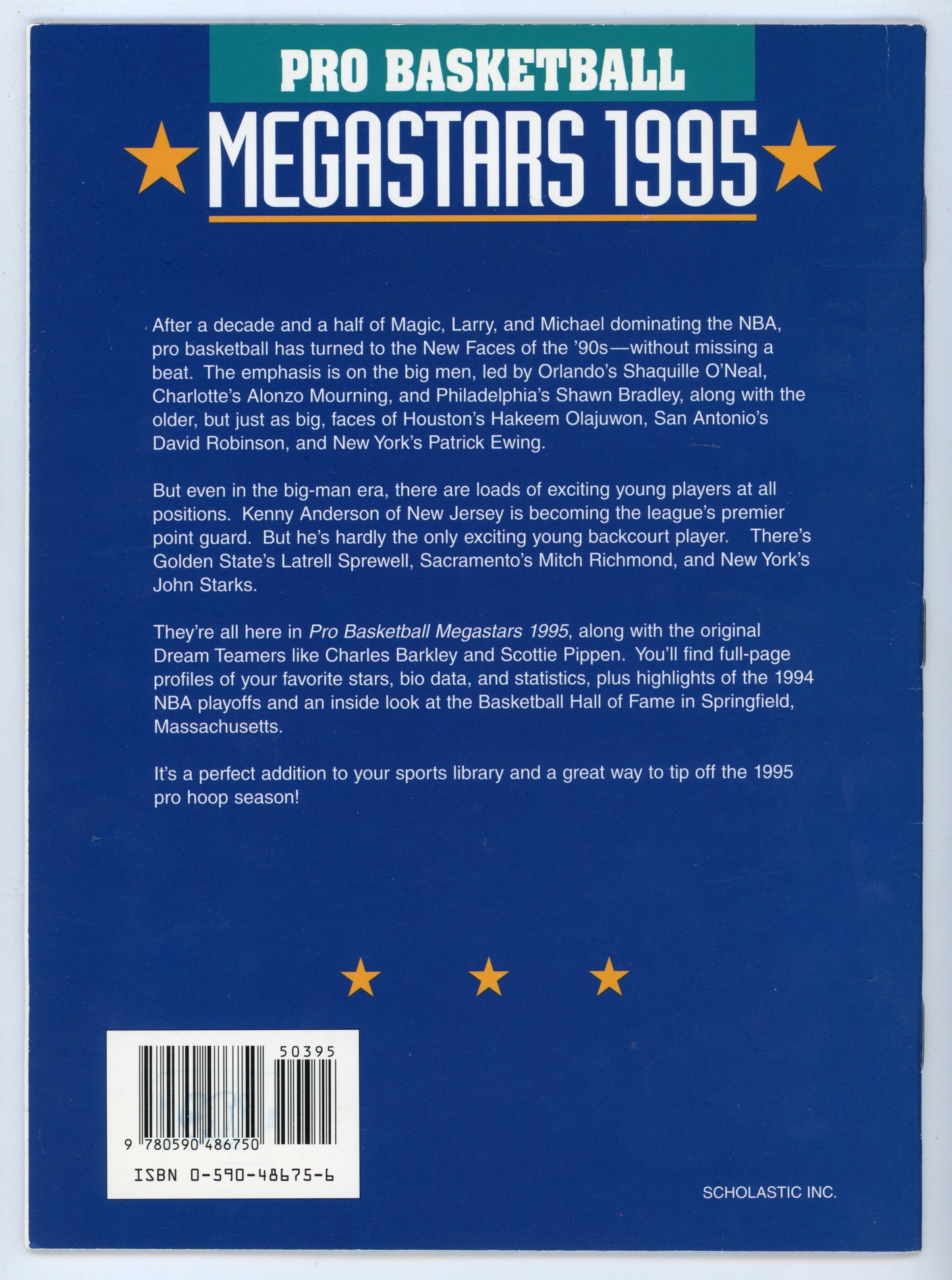 Scholastic Pro Basketball Megastars 1995 Vintage Book
