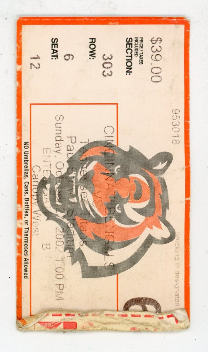 Cincinnati Bengals vs. Tennessee Titans Vintage Ticket Stub Paul Brown Stadium (Cincinnati, 2002)