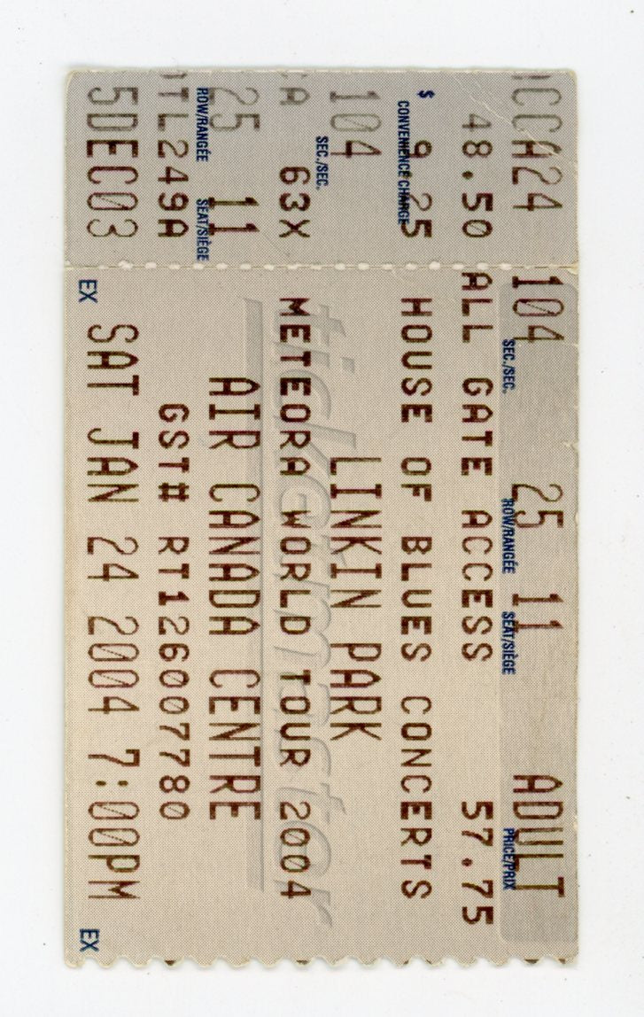 Linkin Park Vintage Concert Ticket Stub Air Canada Centre (Toronto, 2004)