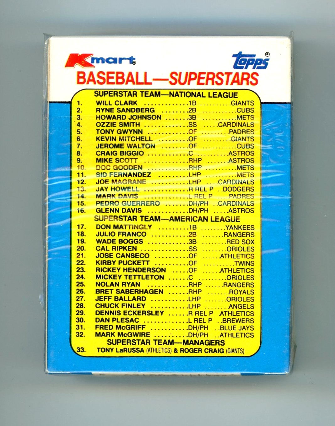 1990 Topps Kmart MLB Baseball Superstars Collector's Edition Complete Set (33 Cards) Sealed